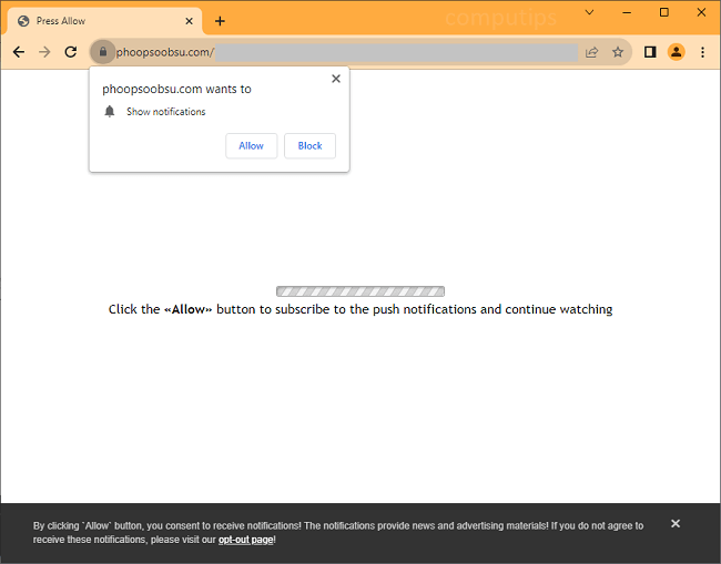 Delete phoopsoobsu.com virus notifications