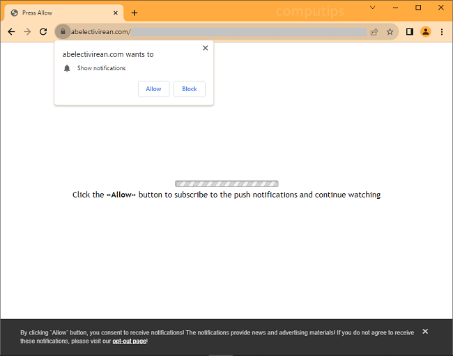 Delete abelectivirean.com virus notifications