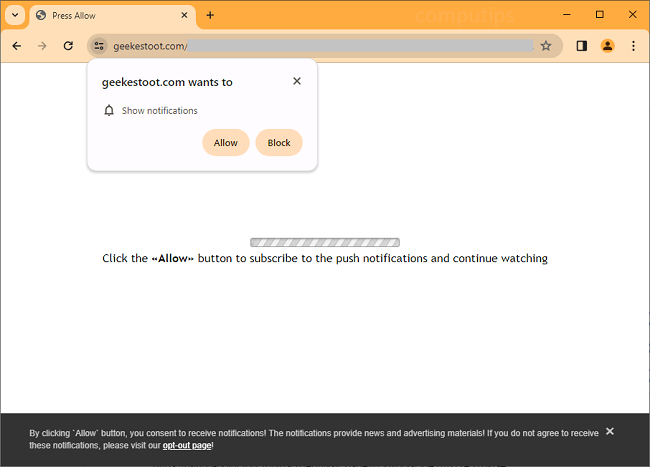 Delete geekestoot.com virus notifications