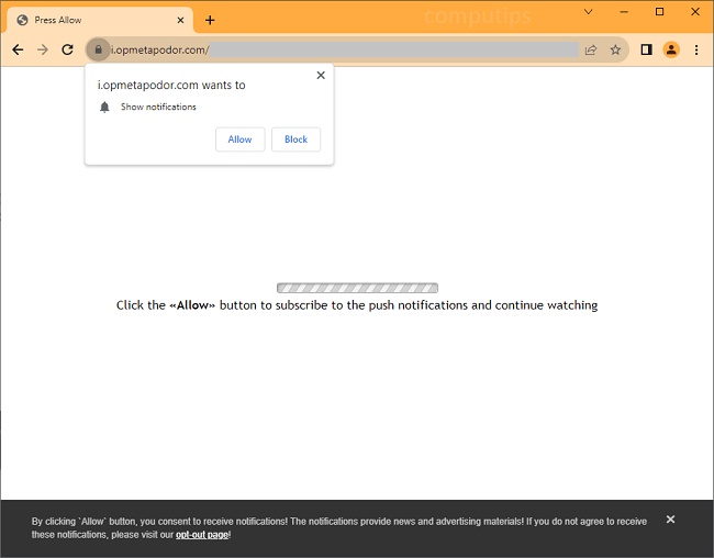 Delete opmetapodor.com virus notifications