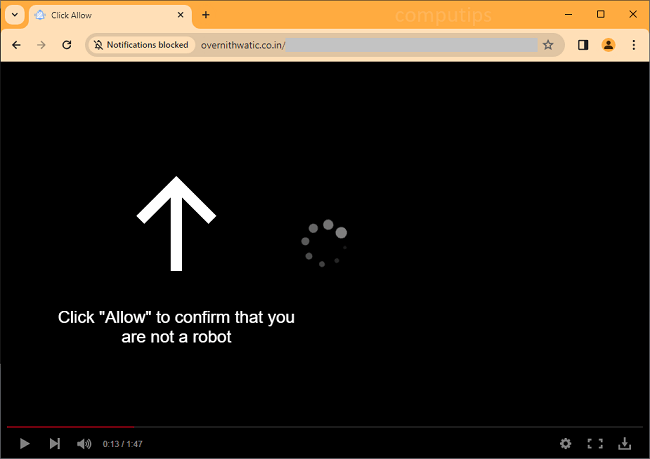 Delete overnithwatic.co.in virus notifications