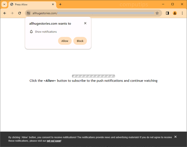 Delete All Huge Stories virus notifications