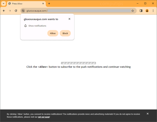 Delete gluxouvauque.com virus notifications