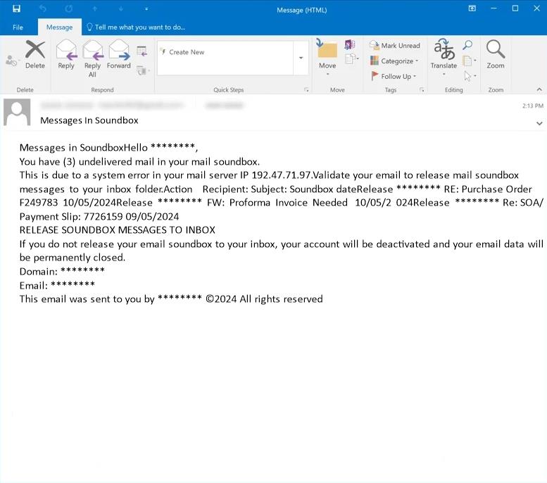 messages in soundbox email spam