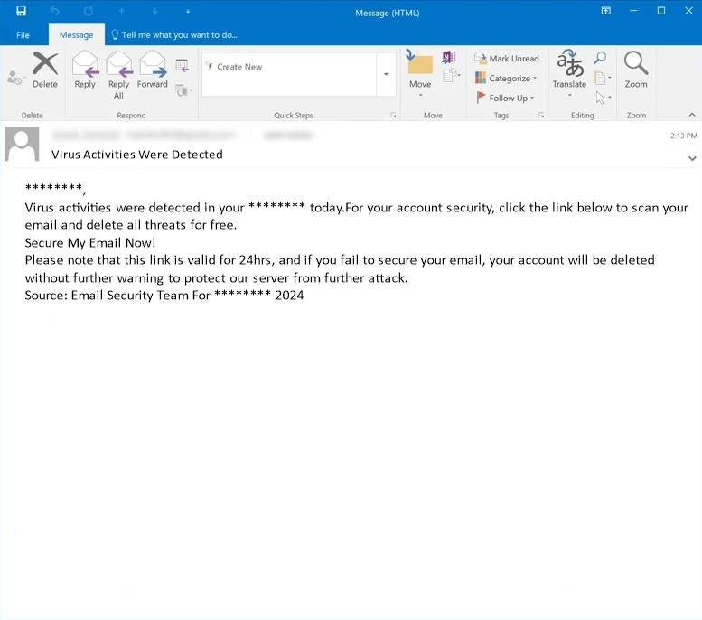 virus activities were detected email spam