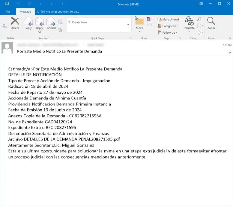 por este medio notifico la presente demanda email spam
